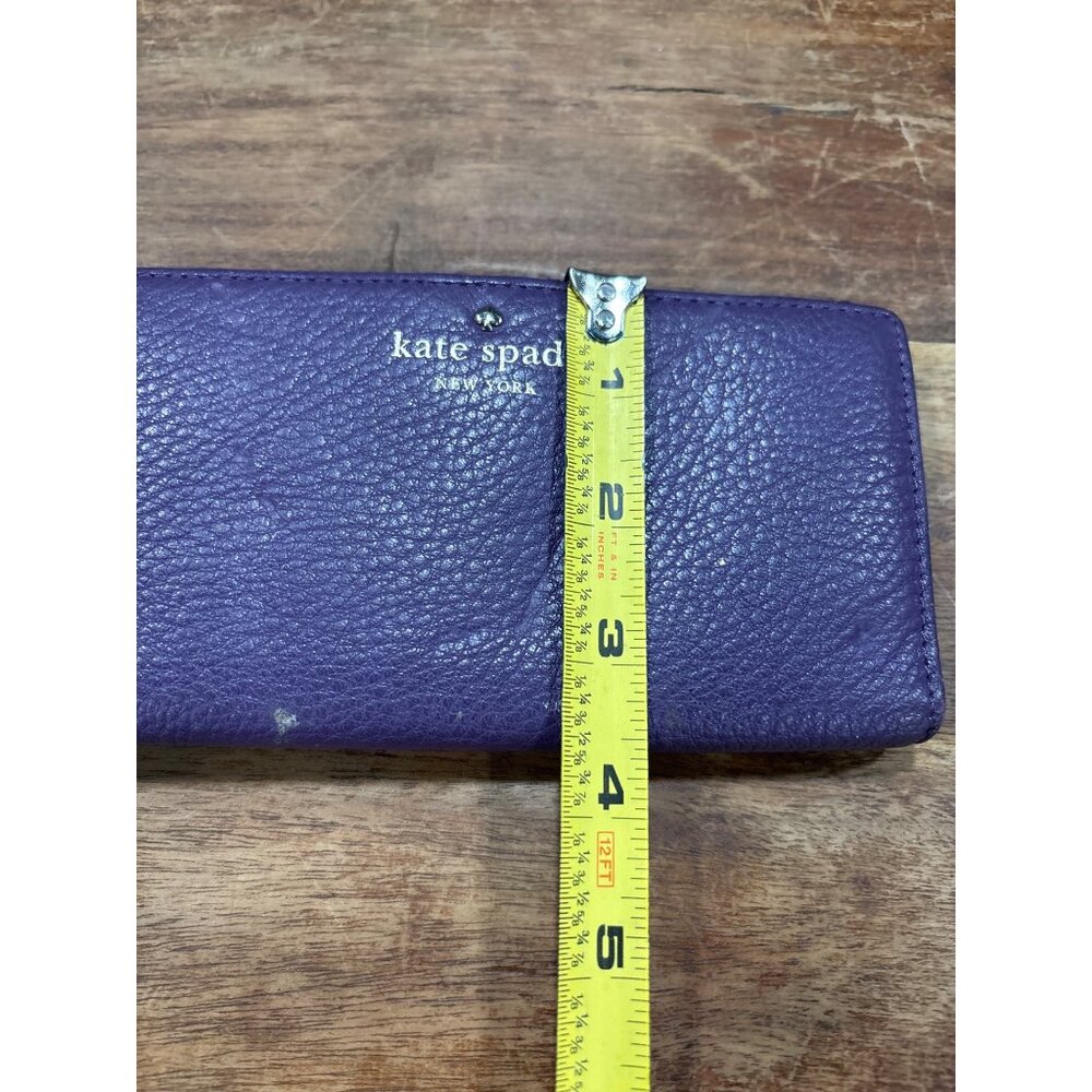 Kate Spade New York Purple Leather Wallet With Zip Pocket & Card Slots - Picture 8 of 8